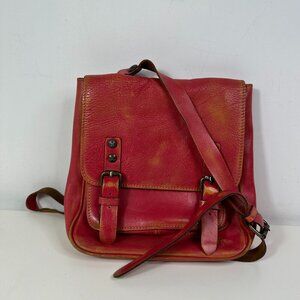 Patricia Nash Pink Crossbody 100% Distress Leather Moto Messenger Bag